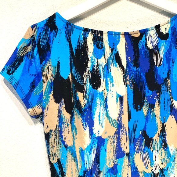 Muse Short Sleeve Midi Blue Mock Wrap Dress Size 8 - Picture 3 of 7